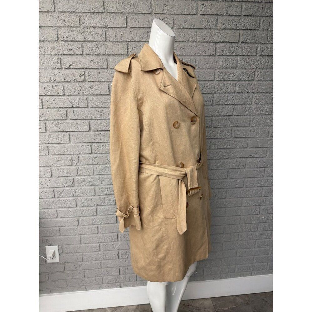 Jones New York Women’s Tan Double Breasted Trench Coat Size M - Picture 5 of 11
